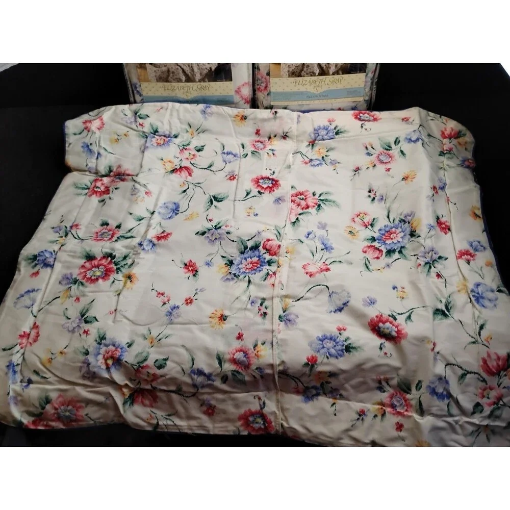 3 Elizabeth Gray Standard Pillow Sham Summer Dream Pattern Floral w Piping Trim